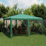 Tenda per Feste con 8 Pareti Laterali in Rete Verde 4x4 m HDPE