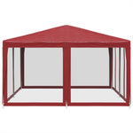 Tenda per Feste con 8 Pareti Laterali in Rete Rossa 4x4 m HDPE