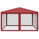 Tenda per Feste con 8 Pareti Laterali in Rete Rossa 4x4 m HDPE