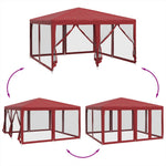 Tenda per Feste con 8 Pareti Laterali in Rete Rossa 4x4 m HDPE