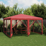 Tenda per Feste con 8 Pareti Laterali in Rete Rossa 4x4 m HDPE