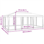 Tenda per Feste con 10 Pareti Laterali in Rete Bianca 6x4m HDPE