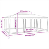 Tenda per Feste con 10 Pareti Laterali in Rete Bianca 6x4m HDPE