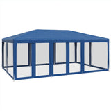 Tenda per Feste con 10 Pareti Laterali in Rete Blu 6x4 m HDPE