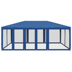 Tenda per Feste con 10 Pareti Laterali in Rete Blu 6x4 m HDPE