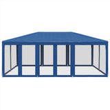 Tenda per Feste con 10 Pareti Laterali in Rete Blu 6x4 m HDPE