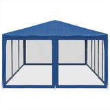 Tenda per Feste con 10 Pareti Laterali in Rete Blu 6x4 m HDPE