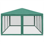 Tenda per Feste con 10 Pareti Laterali in Rete Verde 6x4 m HDPE