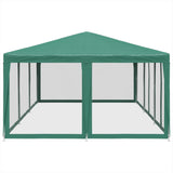 Tenda per Feste con 10 Pareti Laterali in Rete Verde 6x4 m HDPE