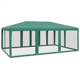 Tenda per Feste con 10 Pareti Laterali in Rete Verde 6x4 m HDPE