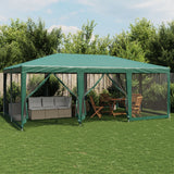 Tenda per Feste con 10 Pareti Laterali in Rete Verde 6x4 m HDPE