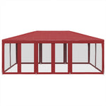 Tenda per Feste con 10 Pareti Laterali in Rete Rossa 6x4 m HDPE