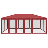 Tenda per Feste con 10 Pareti Laterali in Rete Rossa 6x4 m HDPE