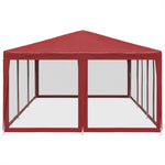 Tenda per Feste con 10 Pareti Laterali in Rete Rossa 6x4 m HDPE