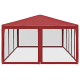 Tenda per Feste con 10 Pareti Laterali in Rete Rossa 6x4 m HDPE