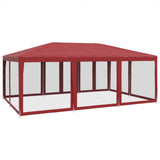 Tenda per Feste con 10 Pareti Laterali in Rete Rossa 6x4 m HDPE