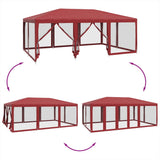 Tenda per Feste con 10 Pareti Laterali in Rete Rossa 6x4 m HDPE