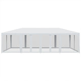 Tenda per Feste con 12 Pareti Laterali in Rete Bianco 8x4m HDPE