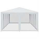 Tenda per Feste con 12 Pareti Laterali in Rete Bianco 8x4m HDPE