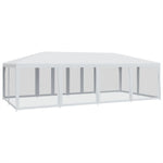 Tenda per Feste con 12 Pareti Laterali in Rete Bianco 8x4m HDPE