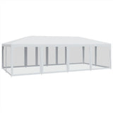 Tenda per Feste con 12 Pareti Laterali in Rete Bianco 8x4m HDPE