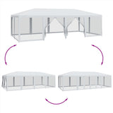 Tenda per Feste con 12 Pareti Laterali in Rete Bianco 8x4m HDPE