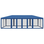 Tenda per Feste con 12 Pareti Laterali in Rete Blu 8x4 m HDPE