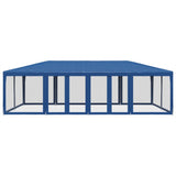 Tenda per Feste con 12 Pareti Laterali in Rete Blu 8x4 m HDPE