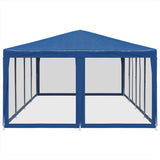 Tenda per Feste con 12 Pareti Laterali in Rete Blu 8x4 m HDPE