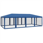 Tenda per Feste con 12 Pareti Laterali in Rete Blu 8x4 m HDPE