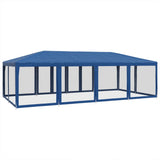 Tenda per Feste con 12 Pareti Laterali in Rete Blu 8x4 m HDPE