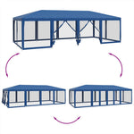 Tenda per Feste con 12 Pareti Laterali in Rete Blu 8x4 m HDPE