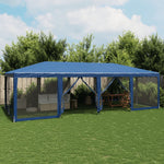 Tenda per Feste con 12 Pareti Laterali in Rete Blu 8x4 m HDPE