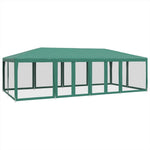 Tenda per Feste con 12 Pareti Laterali in Rete Verde 8x4 m HDPE