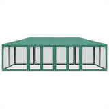 Tenda per Feste con 12 Pareti Laterali in Rete Verde 8x4 m HDPE