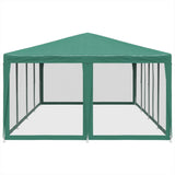 Tenda per Feste con 12 Pareti Laterali in Rete Verde 8x4 m HDPE