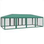 Tenda per Feste con 12 Pareti Laterali in Rete Verde 8x4 m HDPE