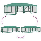 Tenda per Feste con 12 Pareti Laterali in Rete Verde 8x4 m HDPE