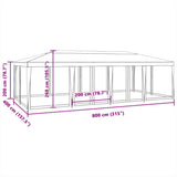 Tenda per Feste con 12 Pareti Laterali in Rete Verde 8x4 m HDPE