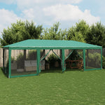 Tenda per Feste con 12 Pareti Laterali in Rete Verde 8x4 m HDPE