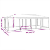 Tenda per Feste con 12 Pareti in Rete Antracite 8x4 m in HDPE