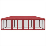 Tenda per Feste con 12 Pareti Laterali in Rete Rossa 8x4 m HDPE