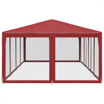 Tenda per Feste con 12 Pareti Laterali in Rete Rossa 8x4 m HDPE