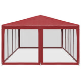 Tenda per Feste con 12 Pareti Laterali in Rete Rossa 8x4 m HDPE