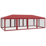 Tenda per Feste con 12 Pareti Laterali in Rete Rossa 8x4 m HDPE