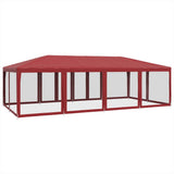 Tenda per Feste con 12 Pareti Laterali in Rete Rossa 8x4 m HDPE