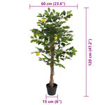 Albero Limoni Artificiale con 3 Tronchi Verde 120 cm in PP