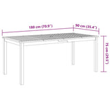 Set da Pranzo da Giardino 7 pz 180x90x75 cm in Legno Massello di Acacia