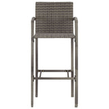 Set Bar Giardino 5pz Grigio Legno Massello Acacia e Polyrattan