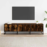 Mobile TV Rovere Fumo 150x35x41 cm in Truciolato e Metallo